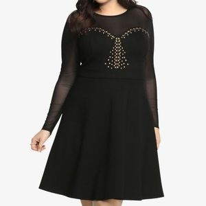 Black Dress with Mesh Long Sleeves
